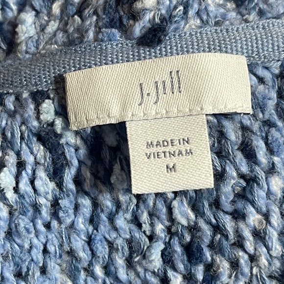J Jill Utopia Chunky Knit Cardigan Sweater Blue Button Front Long Sleeve Medium - Picture 3 of 8